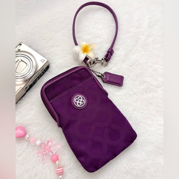 Vintage Y2k Purple Coach Signature C Wristlet - Picture 2 of 6